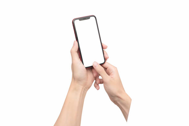 istock Hand holding mobile smart phone with blank screen. with clipping path 1198777182