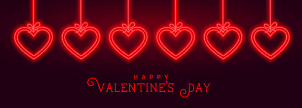 istock hanging neon love hearts valentine day banner design 1198779223