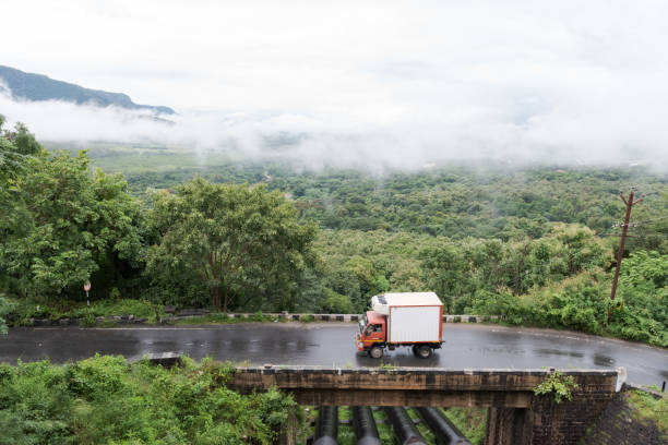 vista sobre la selva tropical de kerala en un día nublado y nublado en la temporada de monzones - rain monsoon rainforest storm fotografías e imágenes de stock