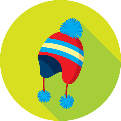 Vector illustration of a snow hat against a green background in flat style.