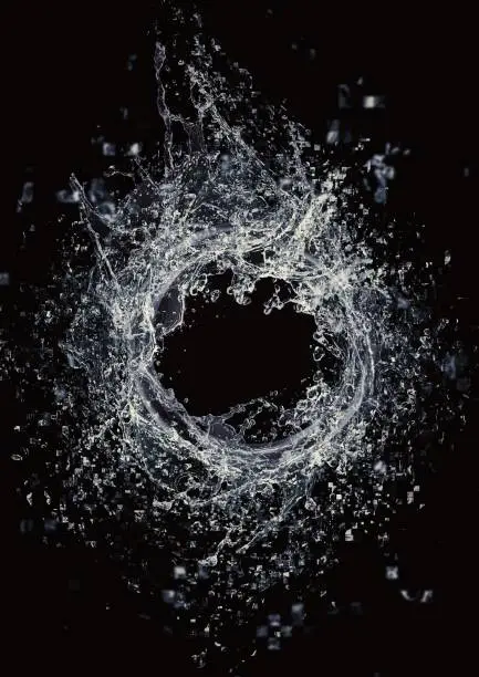Photo of Black background with abstract splashes splashing