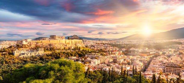 istock Panoramic View over Athens by Sunrise 1198782701