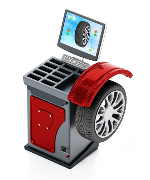 istock Tyre balance machine isolated on white 1198788861