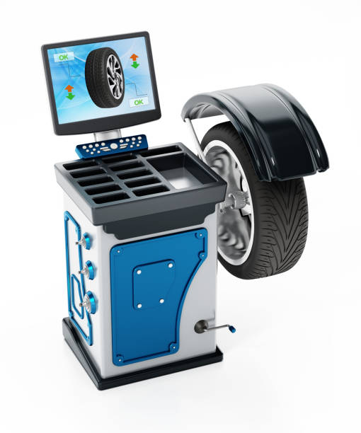istock Tyre balance machine isolated on white 1198788883