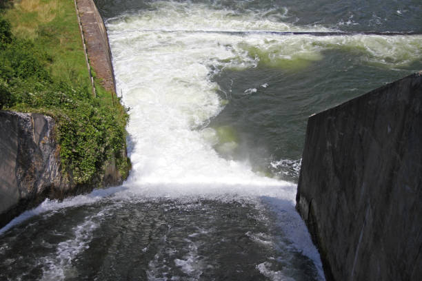 istock Overflow of Iskar Dam.  Lake water release. 1198789039