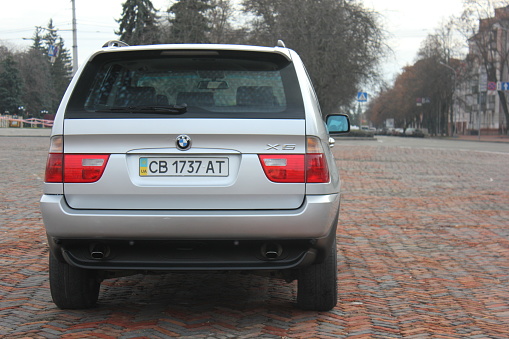 Chernigov, Ukraine - November 16, 2017: BMW X5 (E53) in the center of the city