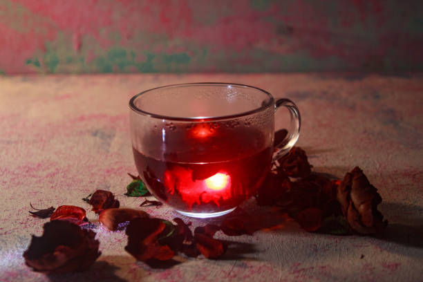 istock Red Hot Hibiscus tea in a glass mug 1198790254