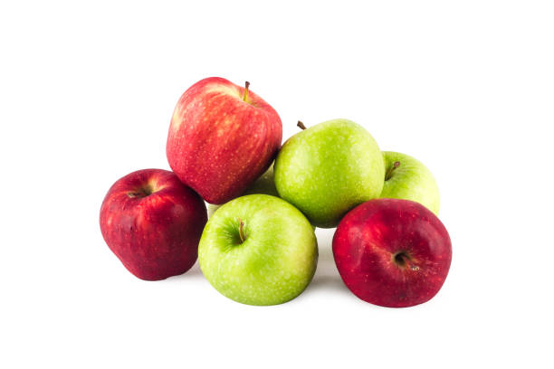 istock group of fruit between fresh green apple and  ripe red apple on white background fruit agriculture food isolated 1198793854