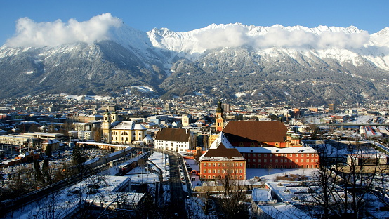 panoramic view at Innsbruck city in winter