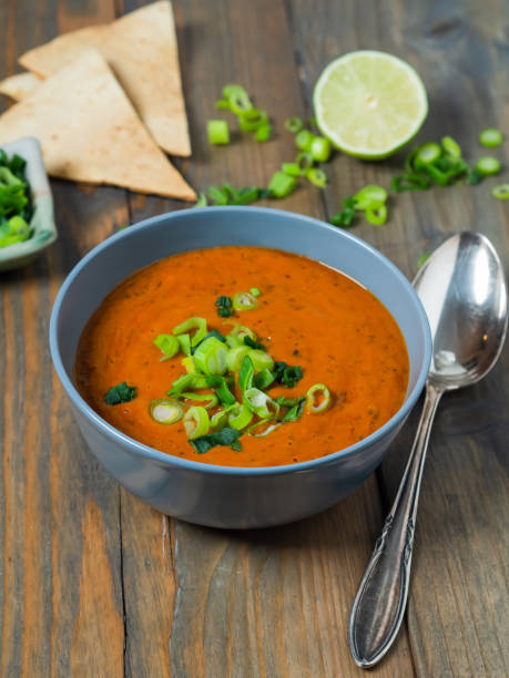 istock Fresh tomato soup with baked pita bread 1198795202