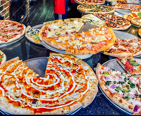New York pizza display
