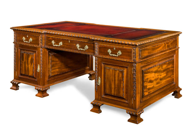 istock Old antique gentlemen's desk with red leather top 1198796475