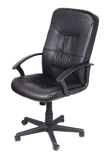 istock Image of black leather chair over white background 119879748