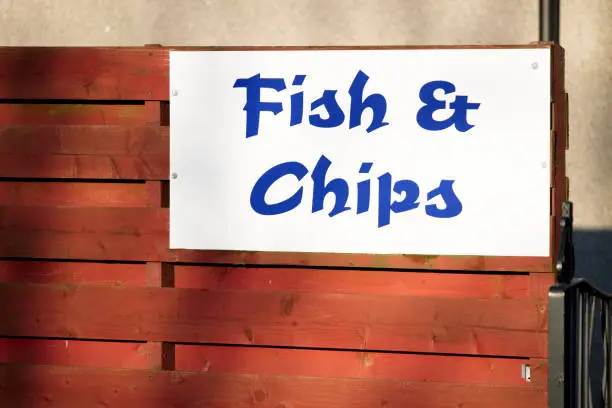 Fish and chips fast food vintage retro sign uk