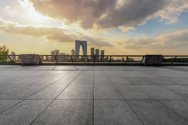 istock Empty square road and beautiful city skyline in Suzhou 1198798644