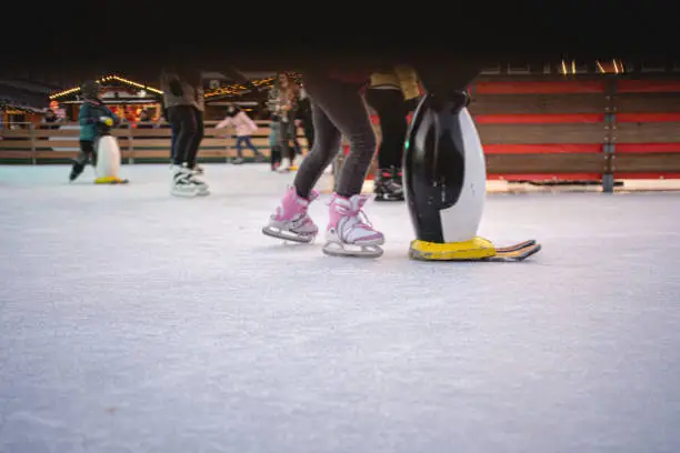 Girl ice skating in an ice rink