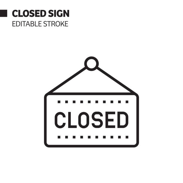 закрытая иконка линии знака, иллюстрация символа вектора контура. пиксель совершенный, редактируемый ход. - closed sign stock illustrations