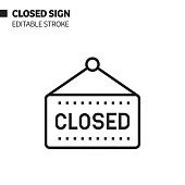 istock Closed Sign Line Icon, Outline Vector Symbol Illustration. Pixel Perfect, Editable Stroke. 1198805249