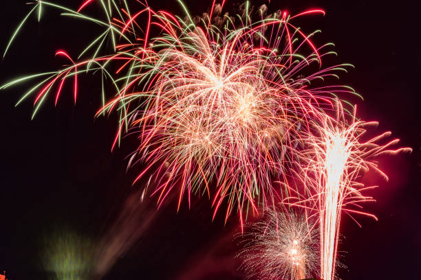 istock Explosion colorful fireworks on party nights 1198806506