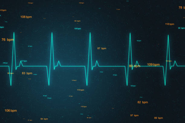 istock Health concept with correct cardiogram and pulse line at abstract digital background. 1198810808