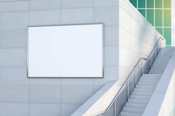 istock Light concrete exterior with banner 1198810887