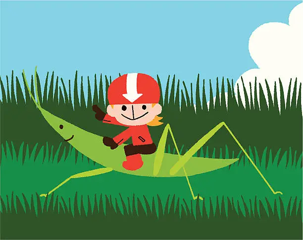 Vector illustration of grasshopper rider