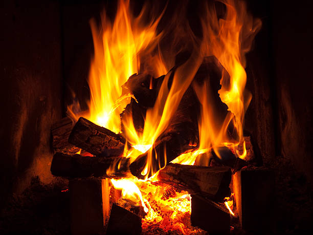istock Wood burning in fireplace 119881428