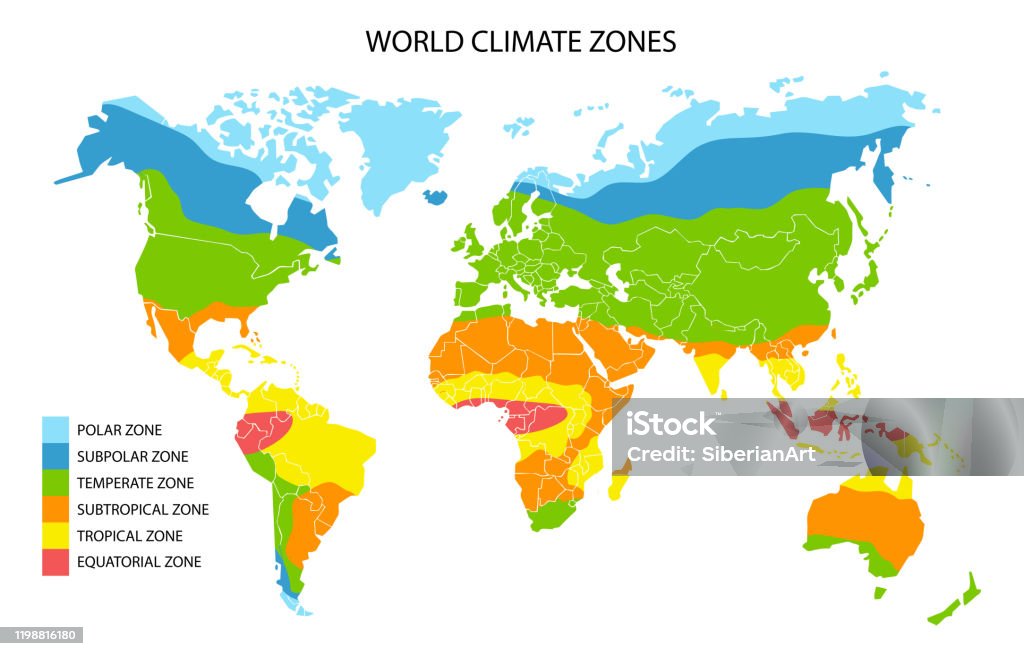 Ilustración de Mapa De Zonas Climáticas Mundiales Infografías Geográficas Vectoriales y más Vectores Libres de Derechos de - iStock