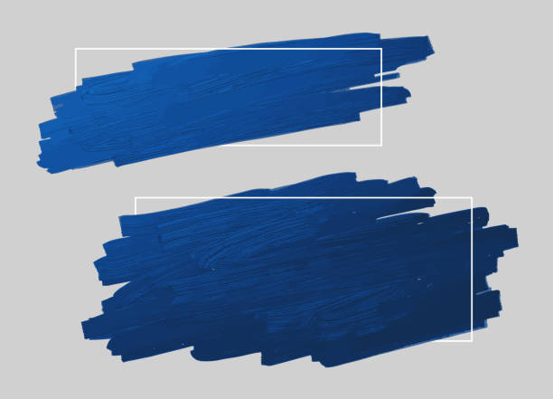 goresan kuas biru dan bingkai garis dengan ilustrasi vektor ruang salin - cat ilustrasi stok