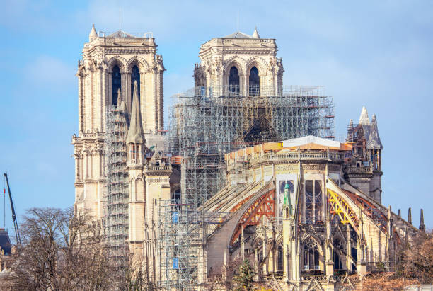 istock reconstruction works of Notre Dame 1198821840
