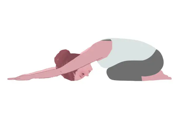 Vector illustration of Vector illustration of a woman doing yoga child pose