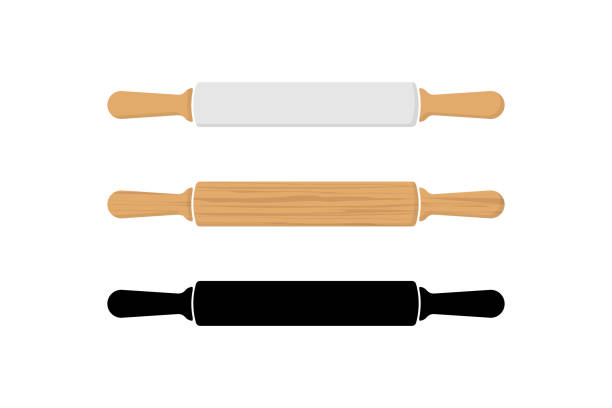 Rolling pin icon set simple design Rolling pin icon set simple design. Vector eps10 rolling dough stock illustrations