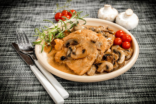 istock Braised pork chop with mushrooms. 1198826863
