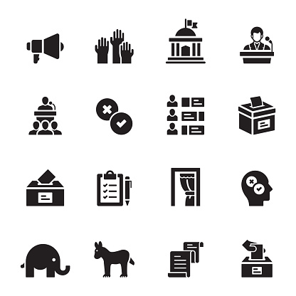 Simple Set of Election Related Vector Icons. Symbol Collection