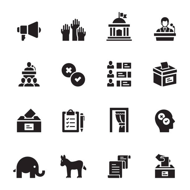 Simple Set of Election Related Vector Icons. Symbol Collection Simple Set of Election Related Vector Icons. Symbol Collection government icons stock illustrations