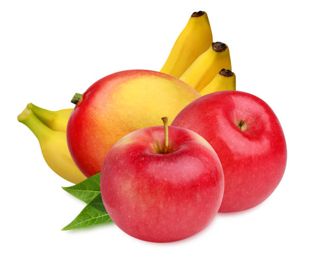 istock banana, mango and apples isolated on a white background with a clipping path 1198828063