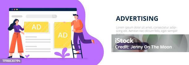 Web Guide Advertisement Web Advertising Concept Web Developers Set Display Advertisements And ...