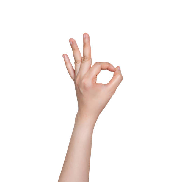istock Hand meaning round sign isolated on white background with clipping path. 1198836396
