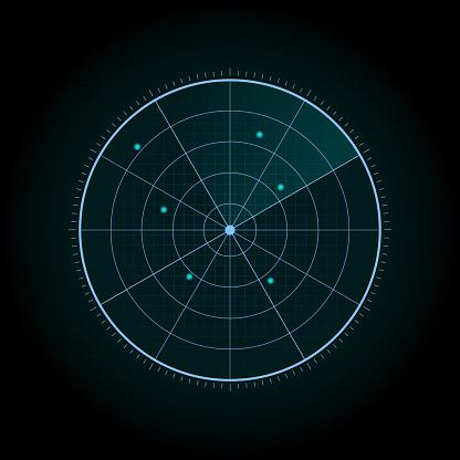 Abstract blue radar screen background. Vector eps10