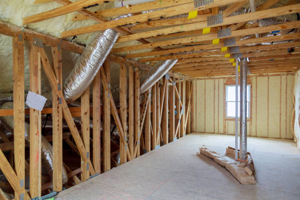 istock Insulation of thermal insulation attic with cold barrier and insulation material 1198842639