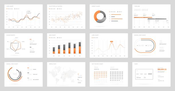 großer satz von infografiken. dashboard-benutzeroberfläche mit big data-visualisierung. - handzettel grafiken stock-grafiken, -clipart, -cartoons und -symbole