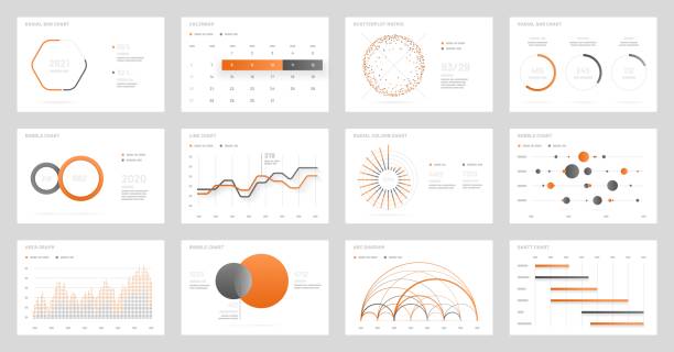 großer satz von infografiken. dashboard-benutzeroberfläche mit big data-visualisierung. - maschinenschrift grafiken stock-grafiken, -clipart, -cartoons und -symbole
