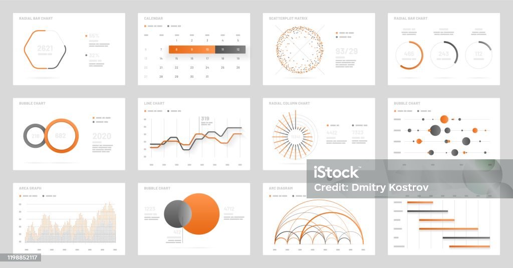 Big set of infographics. Dashboard UI with big data visualization. Big set of infographic tools. Use in presentation templates, mobile app and corporate report. Dashboard UI with big data visualization. Chart stock vector