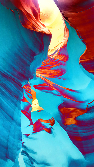 Antelope Canyon in the Navajo Reservation near Page, Arizona, USA in the style of pop art.