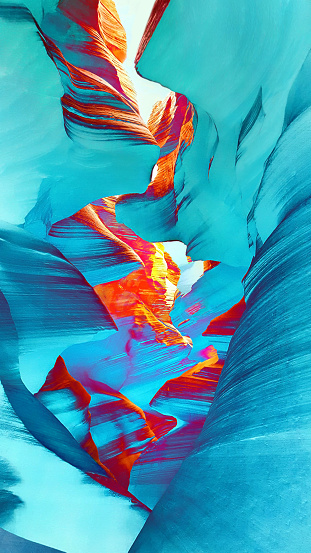 Antelope Canyon in the Navajo Reservation near Page, Arizona, USA in the style of pop art.