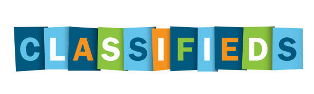 CLASSIFIEDS vector typography banner CLASSIFIEDS colorful vector typography banner classified ad stock illustrations