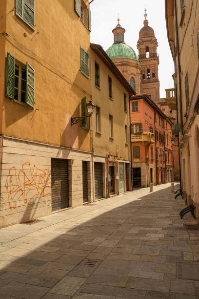 Reggio Emilia, Emilia-Romagna, Italy - April 21, 2019: A side street of Reggio Emilia
