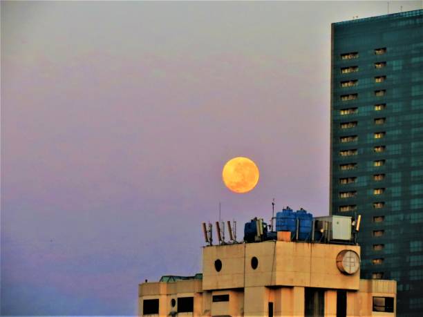 Full moon over the Buenos Aires city.