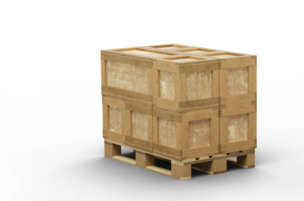 istock Wood pallet totally loaded with Transport box in different size 1198860155
