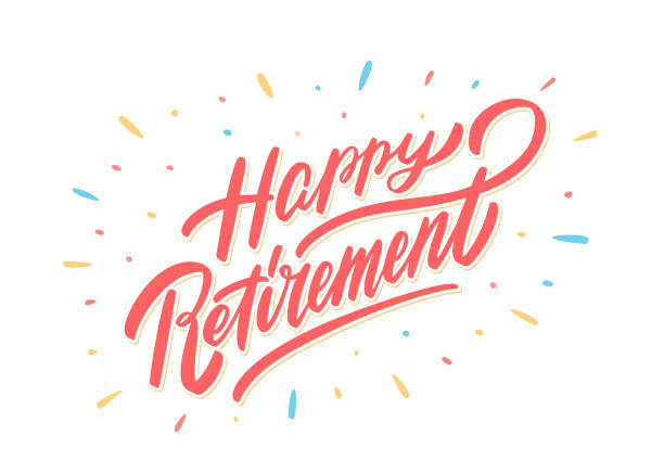 Happy Retirement banner. Happy Retirement banner. Vector hand drawn illustration. retirement stock illustrations